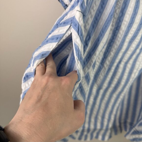 Free People Bop Around Stripe Romper XS Blue White Cotton V-Neck Boho Playsuit - Picture 4 of 11